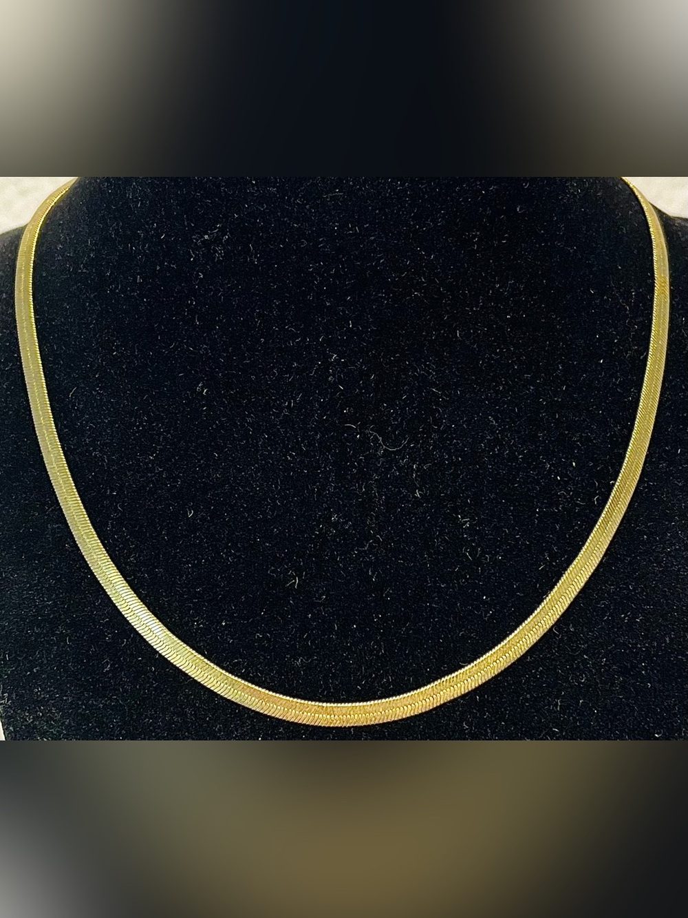 Vintage Gold Herringbone Chain Necklace